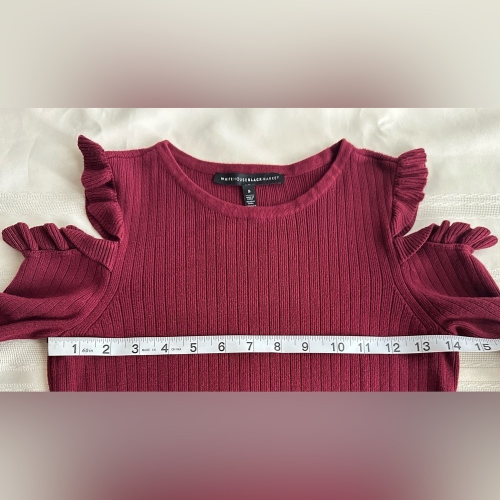 White House Black Market Off-Shoulder Burgundy Sweater - Picture 9 of 14